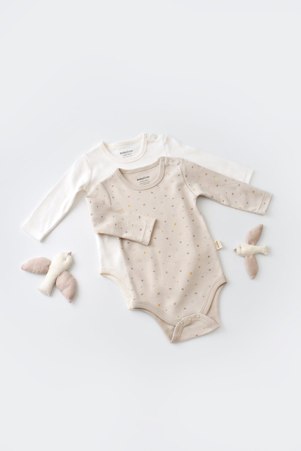 Body pour bébé couleur stone et écru en 100% coton biologique GOTS interlock Slow fashion vêtement bébé bio éthique durable éco-responsable