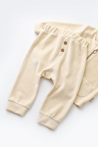 Ensemble 2 pièces veste et pantalon en velours couleur stone coton biologique GOTS Slow fashion vêtement bébé éthique durable éco-responsable