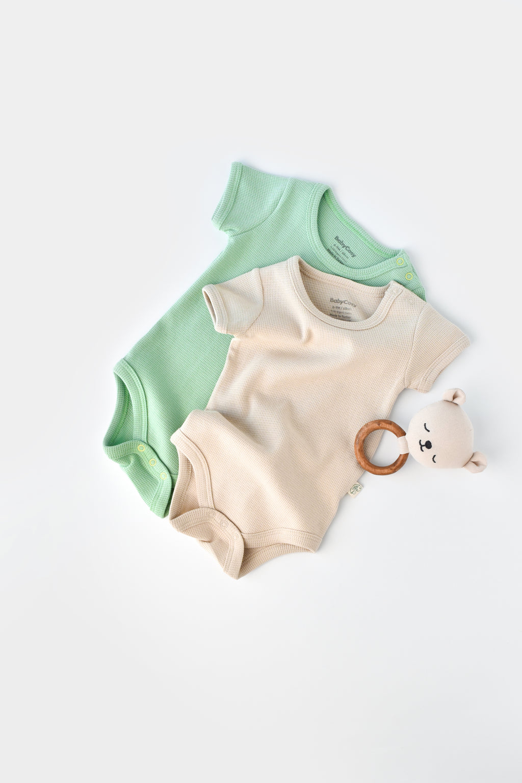 Body manches courtes pour bébé couleur vert menthe et stone en 100% coton biologique GOTS Slow fashion vêtement bébé bio éthique durable éco-responsable